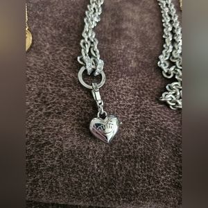 Juicy Couture Silver Tone Pendant/Charms Fashion Necklace Crystal Studded Rings
